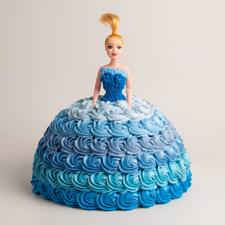 Frozen Elsa Blue Ombre Doll Cake