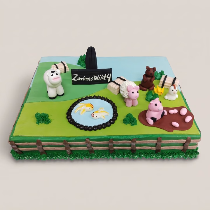 Fondant Farm Animals Cake