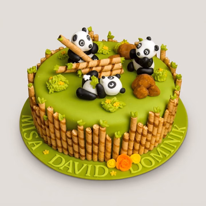 Custom Panda Theme Bamboo Cake