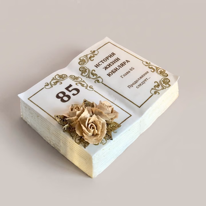 Custom 85th Milestone Open Book Cake