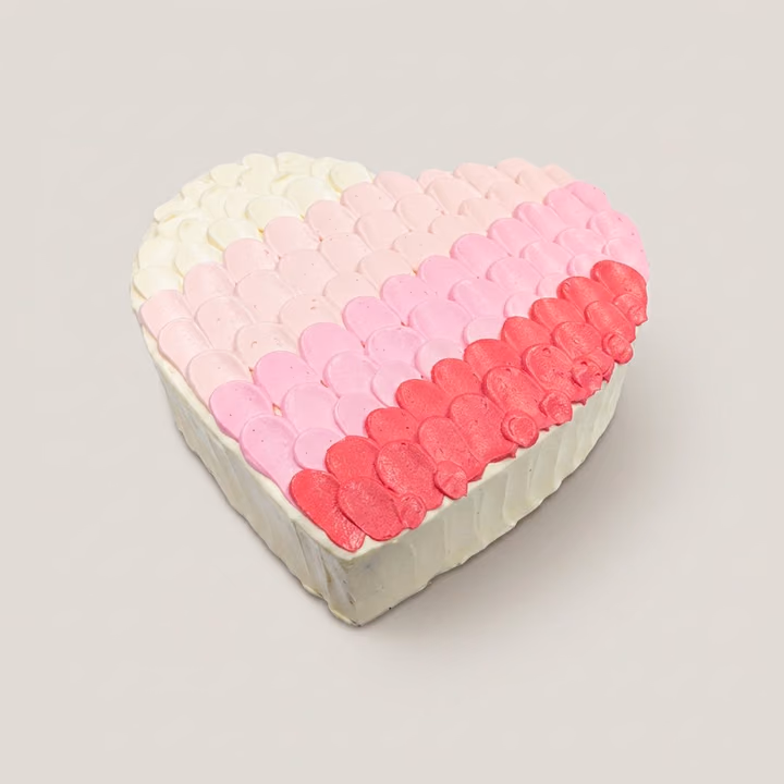 Pink Ombre Heart Valentine’s Cake