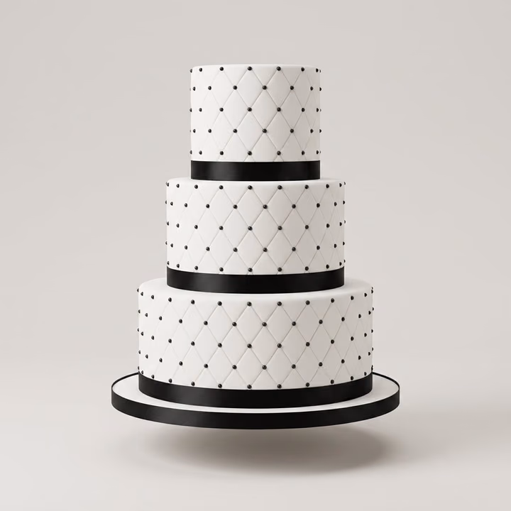 Three-Tier Quilted Black & White Wedding Cake
