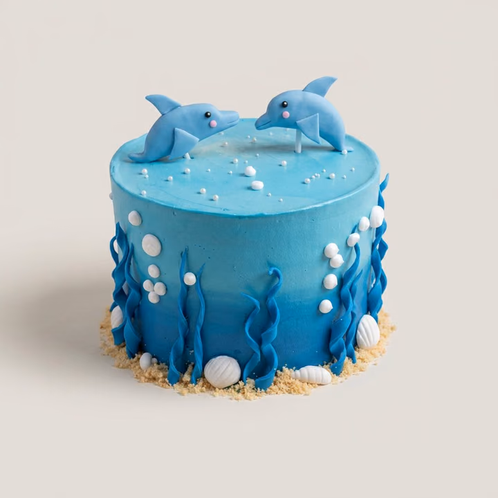 Dolphin Ocean Ombre Birthday Cake
