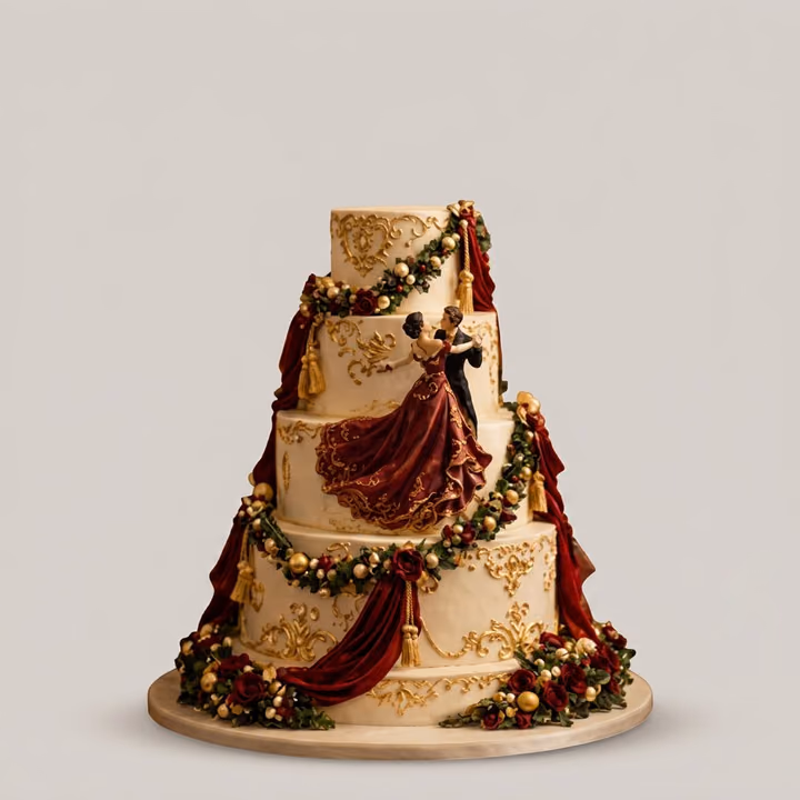 Royal Christmas Ballroom Wedding Cake