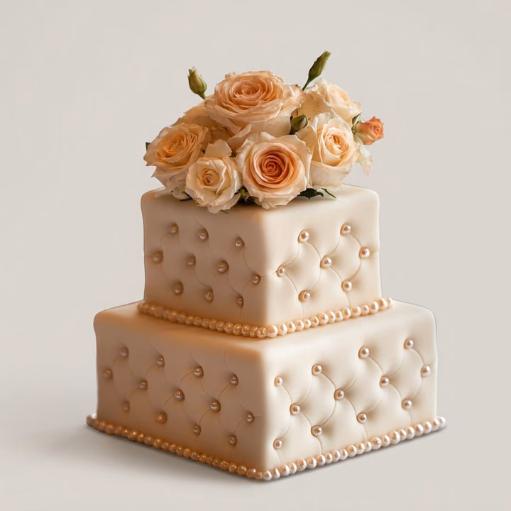 Quilted Pillow Floral Wedding Cake