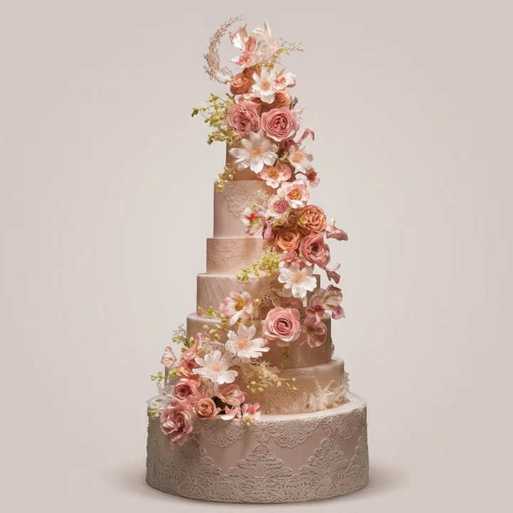 Ethereal Bloom" 7-Tier Floral Wedding Cake